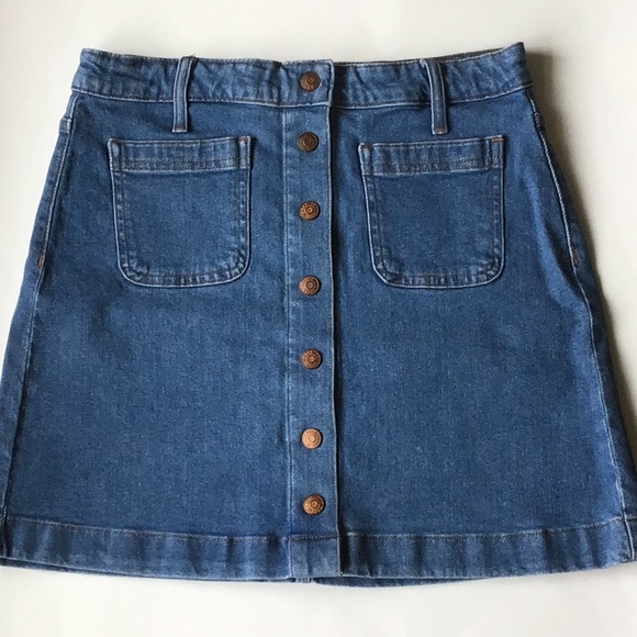 NWOT Madewell Button-Up Patch Pocket Denim Skirt - Picture 6 of 11